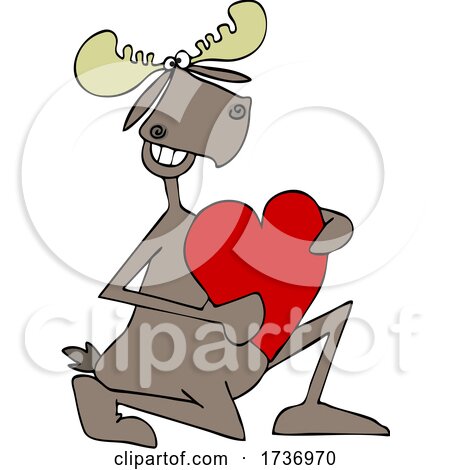 Romantic Moose Kneeling with a Heart by djart