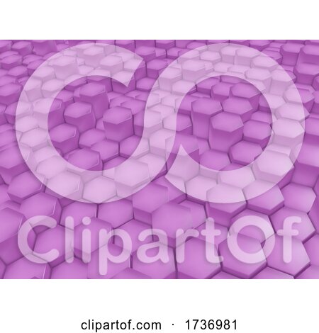 3D Modern Abstract Background with Pink Extruding Hexagons by KJ Pargeter