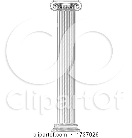 Classic Greek Roman Column Pillar Vintage Woodcut by AtStockIllustration