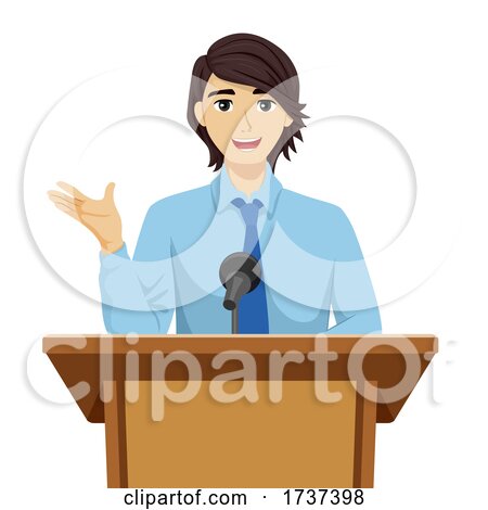 Teen Guy Speech Podium Illustration by BNP Design Studio