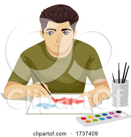 Teen Boy Watercolor Art Brush Illustration by BNP Design Studio
