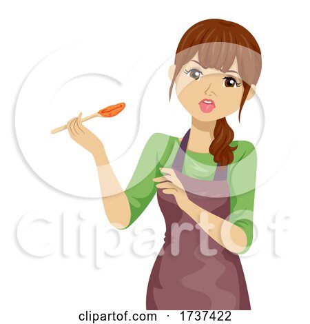Teen Girl Not Good Taste Spoon Illustration by BNP Design Studio