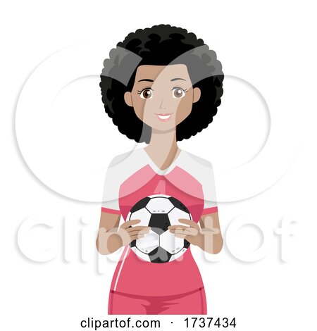 Teen Girl Black Hold Soccer Ball Illustration by BNP Design Studio