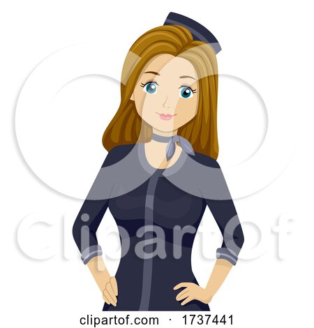 Teen Girl Stewardess Uniform Illustration by BNP Design Studio