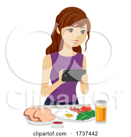 Teen Girl Take Pictures Food Log Illustration by BNP Design Studio