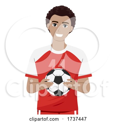 Teen Guy Black Hold Ball Soccer Illustration by BNP Design Studio