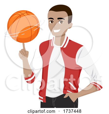 Teen Guy Black Varsity Basketball Illustration by BNP Design Studio