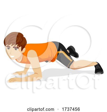 Teen Boy Exercise Crouching Tiger Illustration by BNP Design Studio