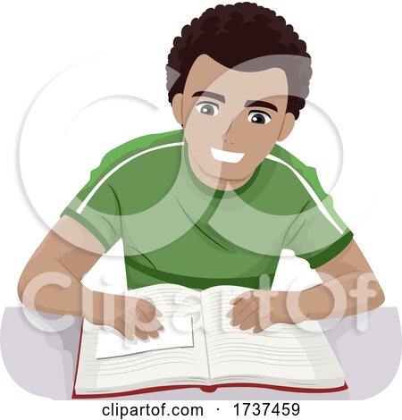 Teen Boy Speed Reading Technique Card Illustration by BNP Design Studio