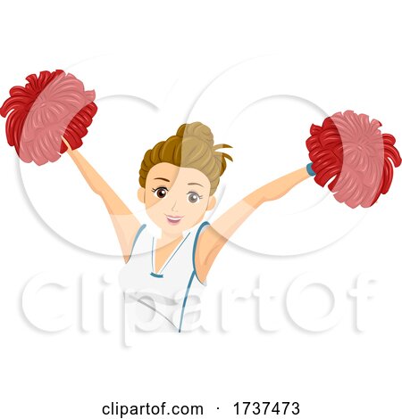Teen Girl Cheerleader Pompoms Illustration by BNP Design Studio
