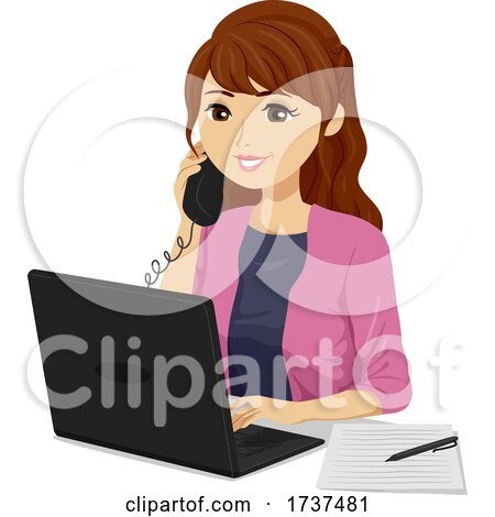 Teen Girl Job Internship Office Illustration by BNP Design Studio