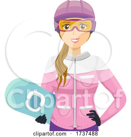 Teen Girl Snowboard Helmet Goggles Illustration by BNP Design Studio