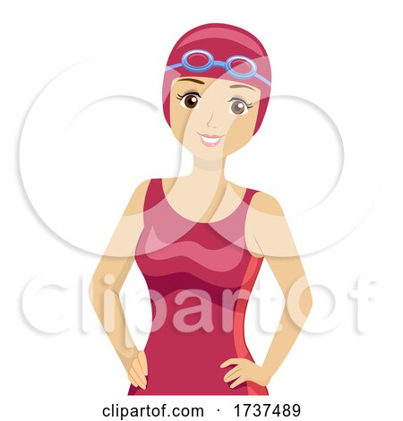 Teen Girl Swimmer Goggles Swim Caps Illustration by BNP Design Studio