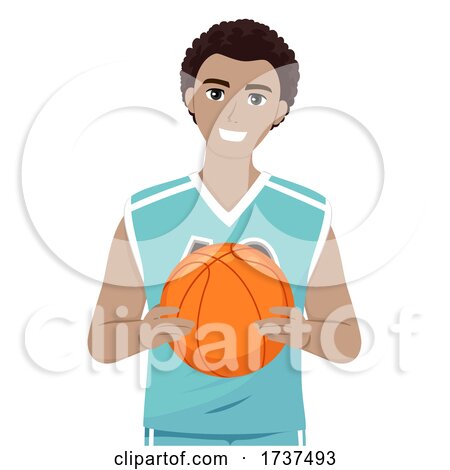 Teen Guy Black Hold Ball Basketball Illustration by BNP Design Studio