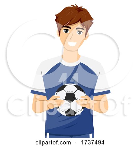 Teen Guy Hold Soccer Ball Illustration by BNP Design Studio