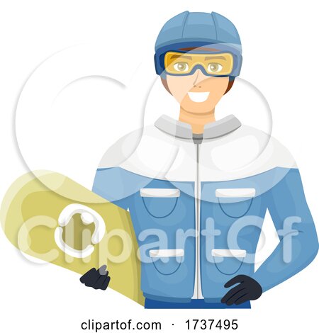 Teen Guy Snow Board Helmet Goggles Illustration by BNP Design Studio