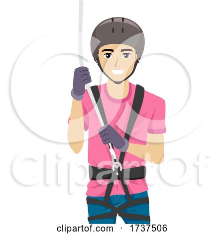 Teen Boy Harness Rope Helmet Illustration by BNP Design Studio