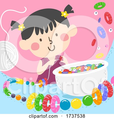 Kid Girl Threading Beads Illustration by BNP Design Studio