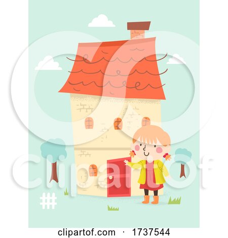 Kid Girl My House Door Illustration by BNP Design Studio