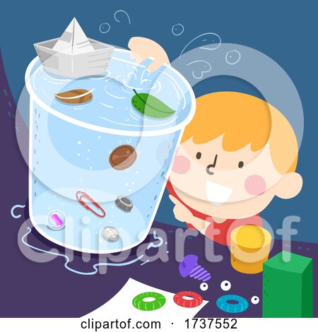 Kid Boy Observe Object Water Behavior Illustration by BNP Design Studio
