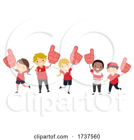 Stickman Kids Cheer Number Foam Hands Illustration by BNP Design Studio