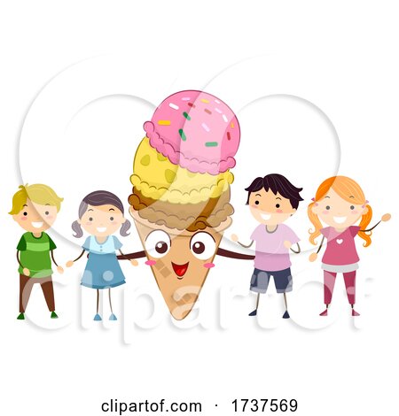 Stickman Kids Ice Cream Day Mascot Illustration by BNP Design Studio