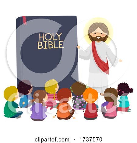 Stickman Kids Jesus Bible Book Illustration by BNP Design Studio