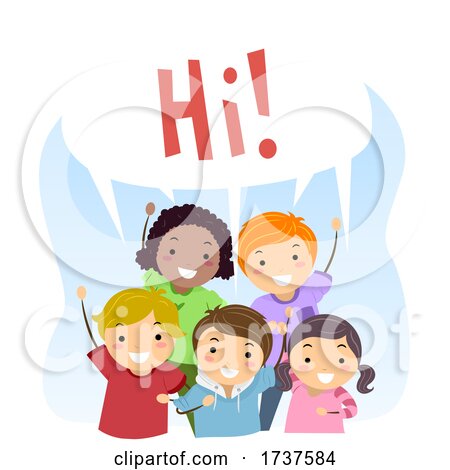 Stickman Kids Social Skills Say Hi Illustration by BNP Design Studio