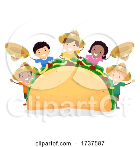 Stickman Kids Taco Day Mexican Hats Illustration by BNP Design Studio