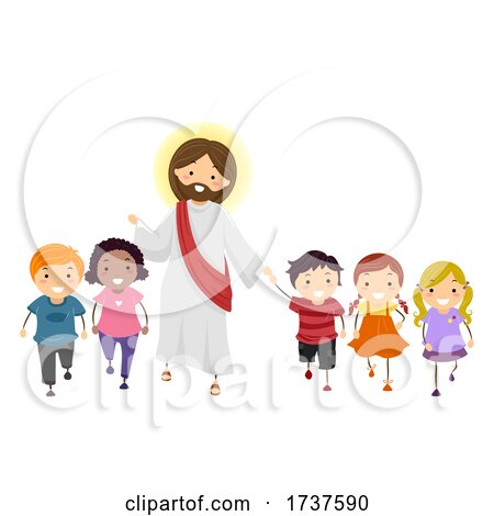 Stickman Kids Walk with Jesus Illustration by BNP Design Studio