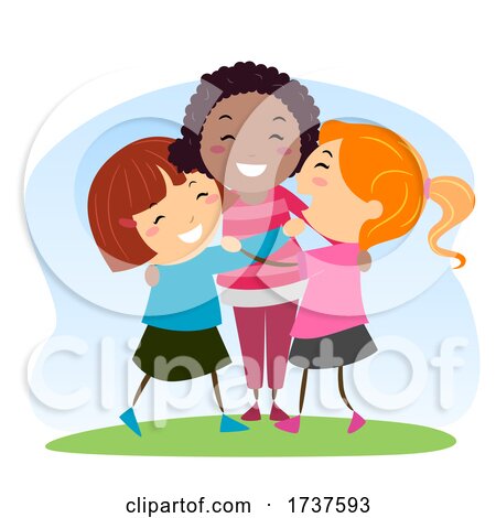 Stickman Kids Girls Social Skills Illustration by BNP Design Studio