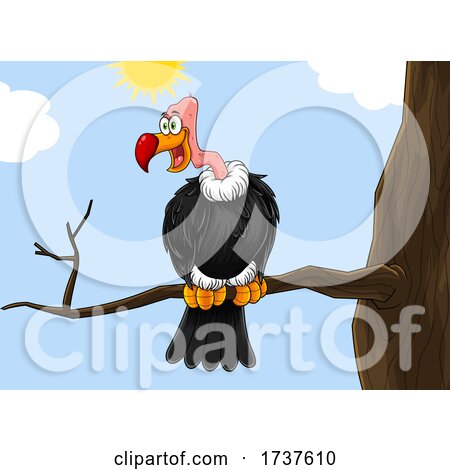 Condor or Vulture on a Branch Against Sky by Hit Toon