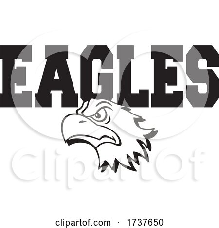 Bald Eagle Mascot and Text in Black and White by Johnny Sajem