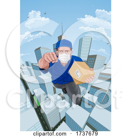 Delivery Courier Superhero Flying Super Hero by AtStockIllustration