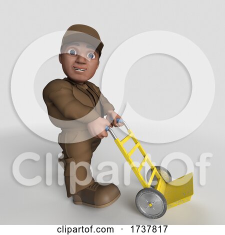 3D Delivery Man on a White Background by KJ Pargeter