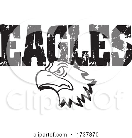 Eagles Sports Team School Mascot and Distressed Text Black and White by Johnny Sajem