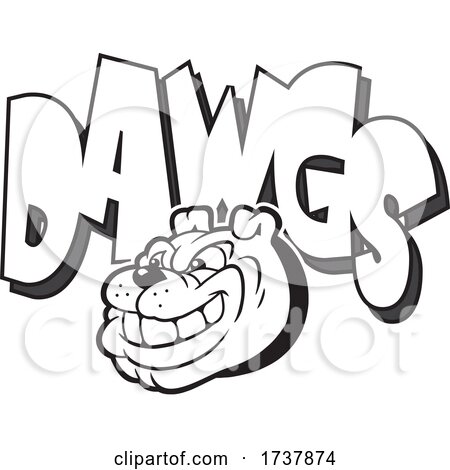 Bulldog Sports Team School Mascot and DAWGS Black and White by Johnny Sajem