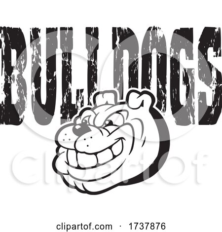 Bulldog Sports Team School Mascot and Text Black and White by Johnny Sajem