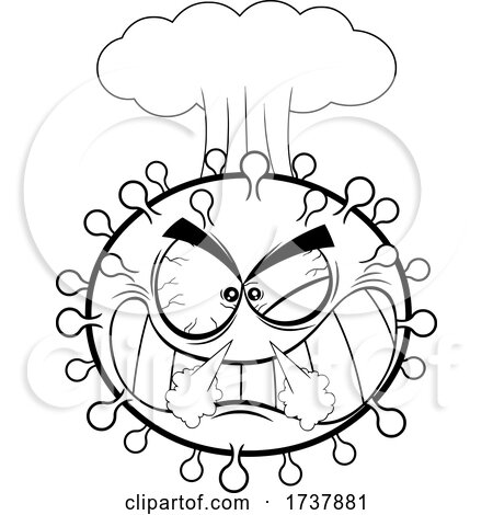 Black and White Exploding Angry Virus Character by Hit Toon