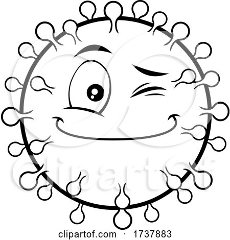 Black and White Winking Virus Character by Hit Toon