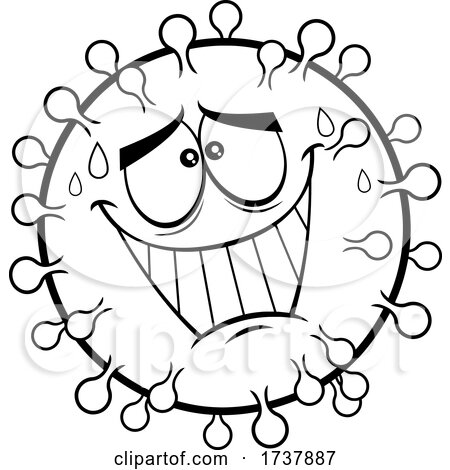 Black and White Grinning Confused Virus Character by Hit Toon