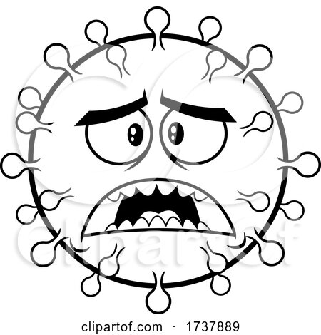 Black and White Scared Virus Character by Hit Toon