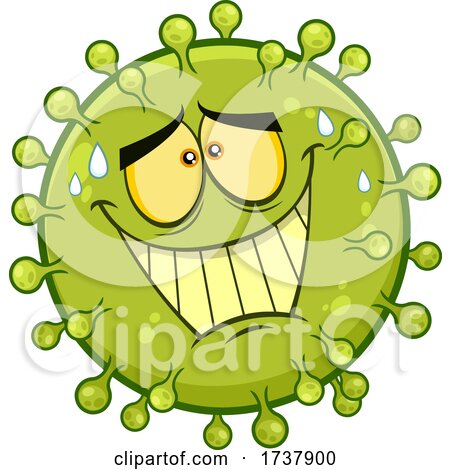 Grinning Confused Green Virus Character by Hit Toon