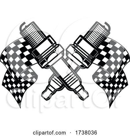 Crossed Spark Plugs and Racing Flags by Vector Tradition SM