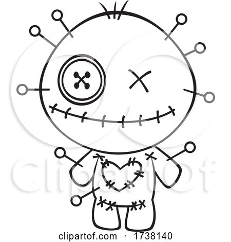 Cartoon Black and White Voodoo Doll by toonaday