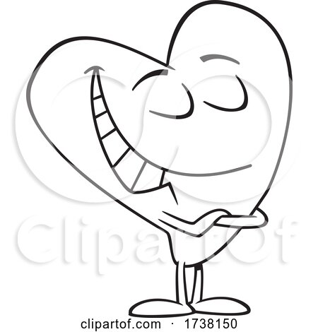 Cartoon Black and White Heart of Gold Character by toonaday
