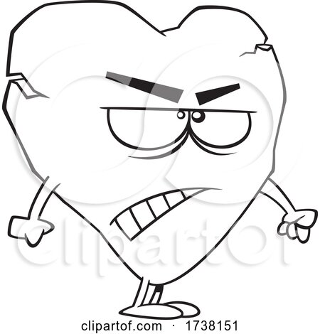 Cartoon Black and White Heart of Stone Character by toonaday