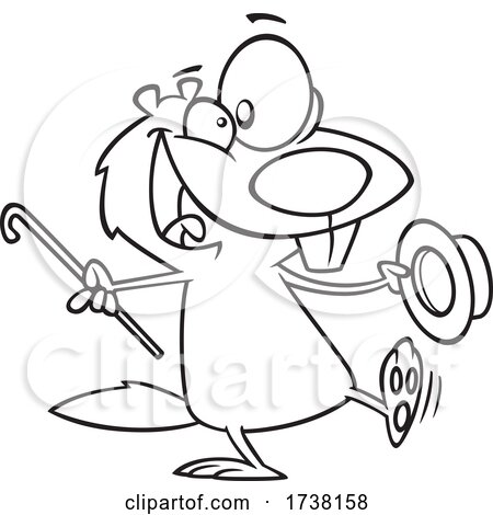 Cartoon Black and White Dancing Groundhog by toonaday