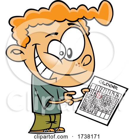 Cartoon Boy Holding a Calendar for Red Letter Day by toonaday