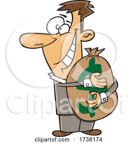 Cartoon Man Hugging a Money Bag by toonaday